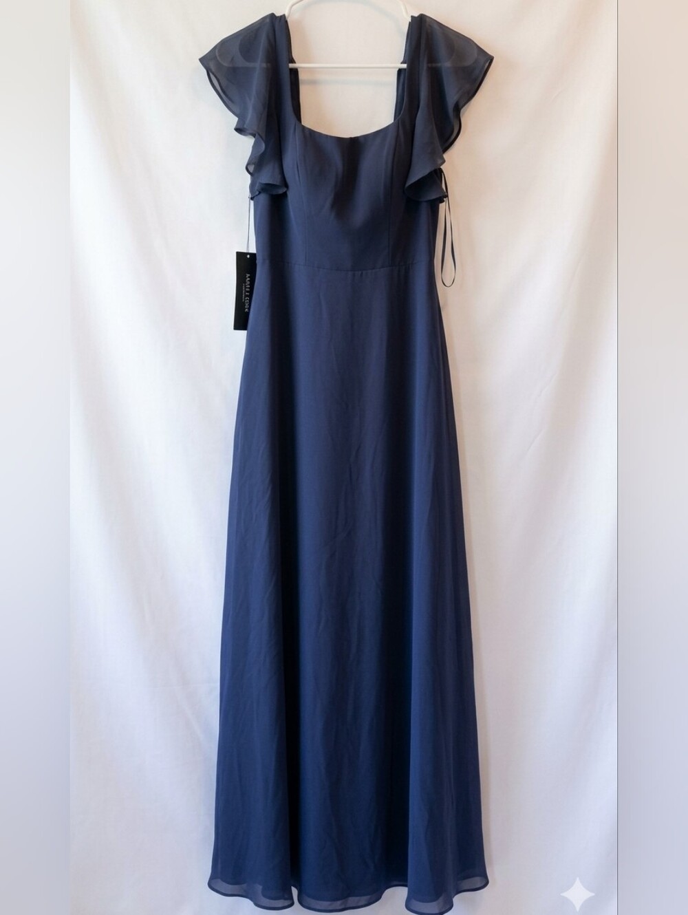 NWT Azazie "Bondi" Square-Neck Chiffon Dress - Moody Blue (Size A4)